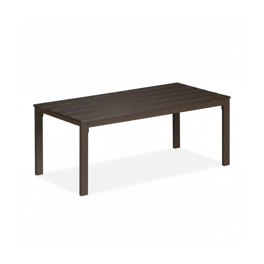 Relaxdays Gartentisch in Braun mit Holzoptik aus Kunststoff und Stahl, rechteckig und wetterfest, B/T/H: 98 x 39 x 48 cm - Bild 2