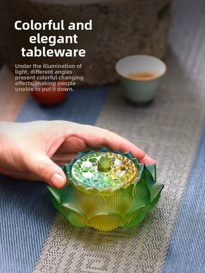 Weißes Kunstglas-Räuchergefäß mit Lotus-Design für Kegelräucherwerk und Räucherstäbchen zur Aromatherapie und Meditation - Bild 3