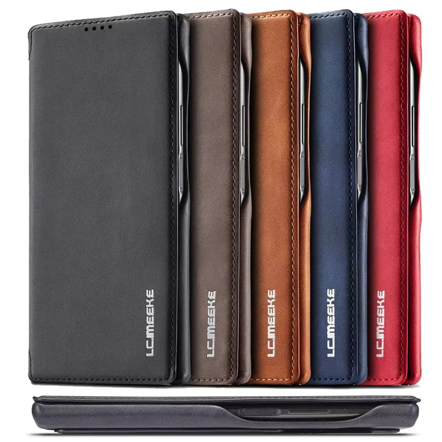 Leder Handyhülle Flip Case für Samsung Galaxy S26 Ultra S25 S24 S23 S22 S21 S20 in Blau mit Kartensteckplatz und Ständerfunktion - Bild 1