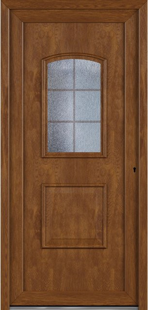 Roro Haustür OKE 1101 Kunststoff in Weiß-Golden Oak mit DIN Rechts, Breite: 100 cm, Höhe: 210 cm - Bild 1