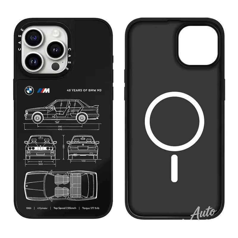 Stoßfeste MagSafe Handyhülle mit BMW M Power Aufkleber für iPhone 17 16 15 14 13 12 Pro Max, Farbe: Schwarz - Bild 1