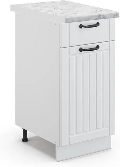 Vicco Küchenunterschrank Fame-Line in Weiß im Landhausstil mit Soft-Close-Türen, B: 40 cm, H: 82 cm, T: 60 cm - Bild 1