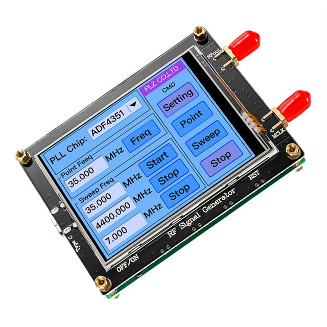 JDLQ RF Signal Generator mit Touchscreen und USB-Kabel, ADF4351 PLL Sweep Generator, Schwarz - Bild 1
