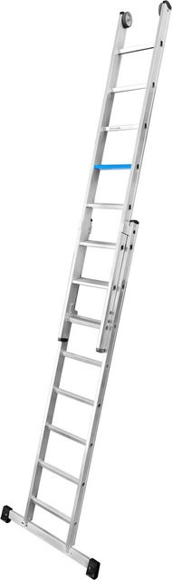 Iller ERGO Plus Stufen Schiebeleiter mit standfester Quertraverse, 2x14 Stufen, Blau/Silber - Bild 1