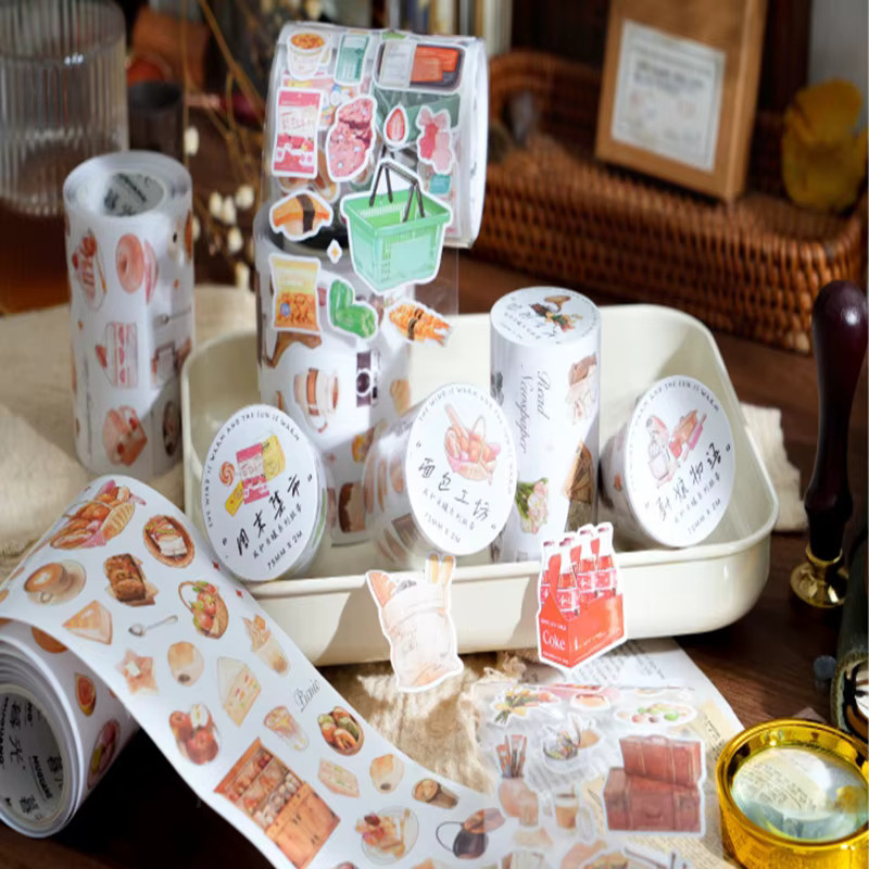 4 Rollen Washi Tape im Retro-Stil mit Kupferstich-Motiv, dekoratives Klebeband für Scrapbooking und DIY-Dekoration, rot und mehrfarbig - Bild 2