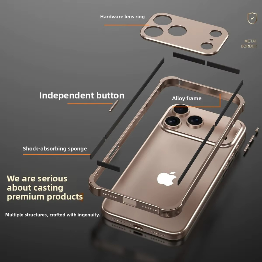Aluminium-Hartschalen-Schutzhülle mit Linsenschutzabdeckung für iPhone 17 Air Pro Max in Schwarz - Bild 2