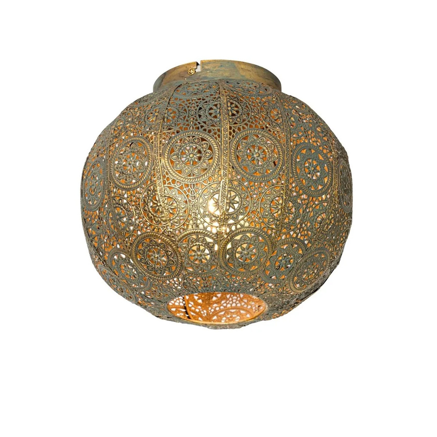 QAZQA Baloo Orientalische Deckenleuchte in Gold und Grün, Durchmesser: 28,5 cm - Bild 2