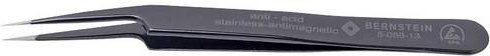 BERNSTEIN ESD Pinzette 5a Flach-rund Fein aus Edelstahl in Schwarz 115mm - Bild 1