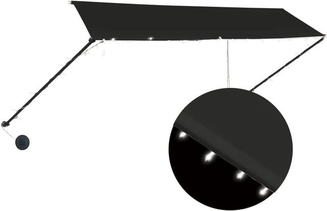 vidaXL Einziehbare Markise mit LED in Anthrazit, B: 350 cm, T: 150 cm - Bild 1