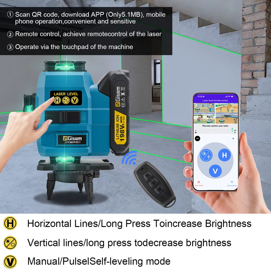 Makita GΣ 16 Linien 4D-Laser-Wasserwaage mit 360 Grad vertikalem und horizontalem Grünstrahl für 18V-Akkus - Bild 4