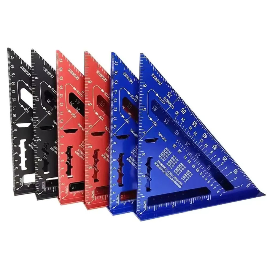 7-Zoll-Dreiecklineal aus Aluminiumlegierung in Rot für die Holzbearbeitung und als Zimmermannswerkzeug mit Zoll- und metrischer Skala - Bild 4