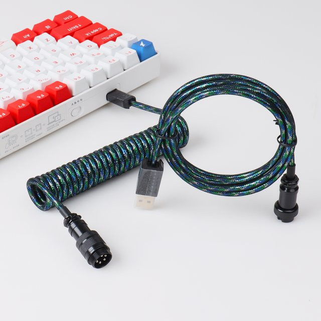 LANO Spirales USB-C Gaming-Kabel mit GX16-Luftfahrtstecker in Multicolour - Bild 1