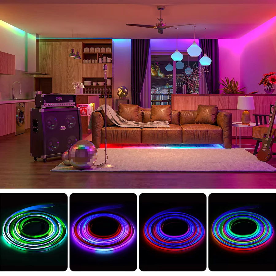 BTF-LIGHTING FCOB LED-Lichtstreifen Pixel-adressierbar RGBIC Dream Vollfarbe WS2811 24V Hochdichte Flexible COB-Leuchte in Weiß oder Schwarz - Bild 1