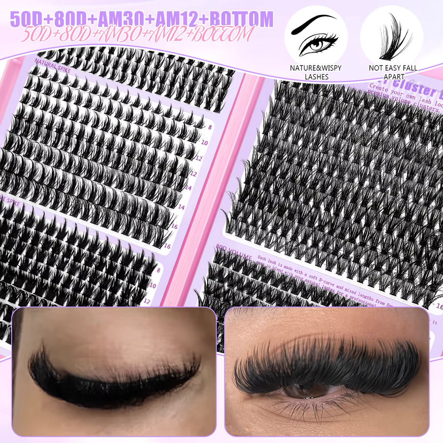 EIMNY Manga & Spiky Lash Kit DIY Cluster Wimpernverlängerung, Black, Unisex - Bild 6