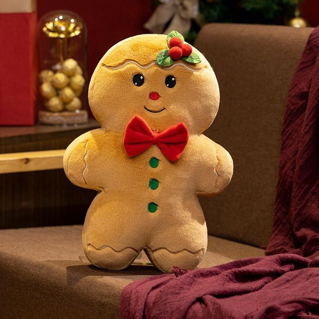 Süßer Mu Cheng Schneemann Lebkuchenmann Kissen, Plüschtier, 35cm, ab 14 Jahren - Bild 1