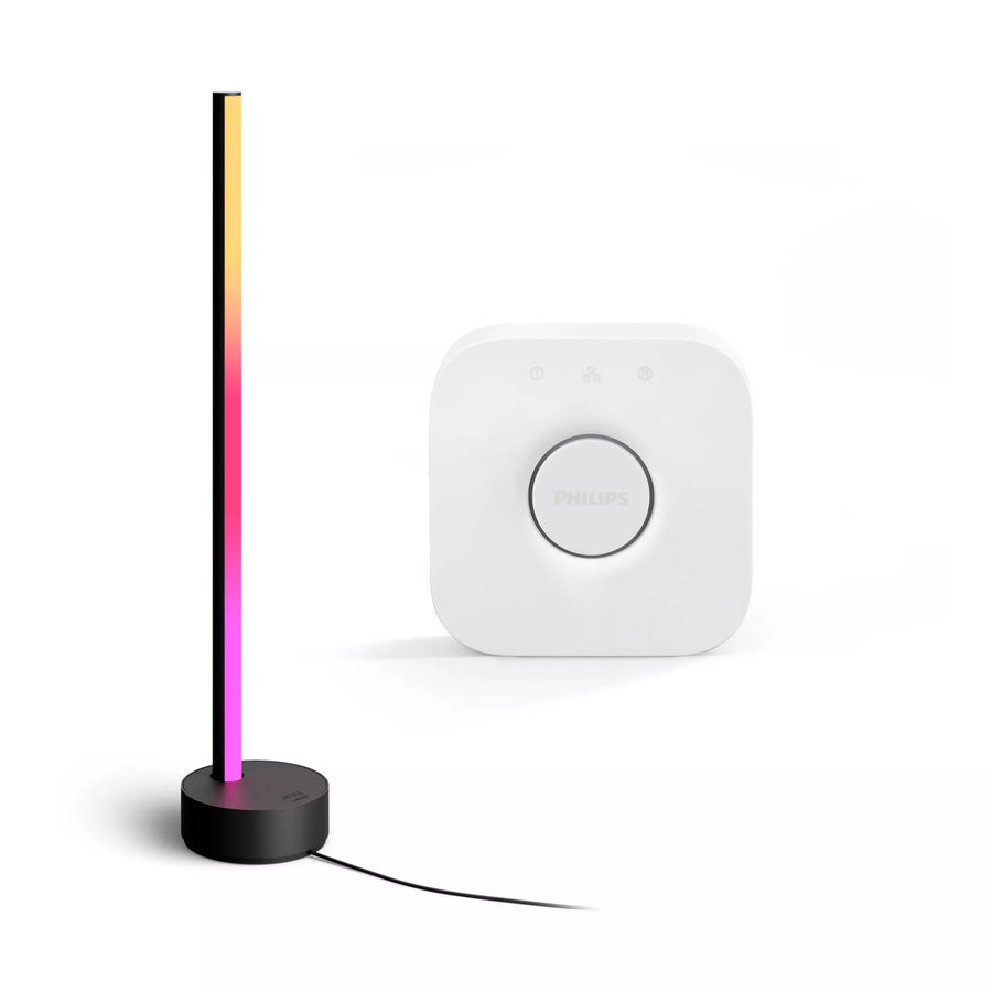 Philips Hue Gradient Signe Tischleuchte Schwarz mit Bridge und Fernbedienung, RGBIC LED Tischlampe Multicolor - Bild 1