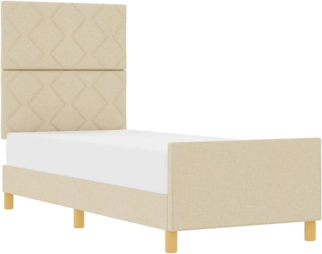 vidaXL Bettgestell mit Kopfteil in Beige aus Stoff mit geometrischem Design, Breite: 80 cm, Länge: 200 cm - Bild 1