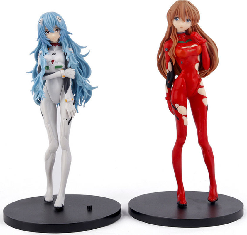 Bandai Anime EVA Ayanami Rei und Asuka Kawaii Figuren aus Kunststoff, mehrfarbig, Höhe: 18 cm - Bild 1