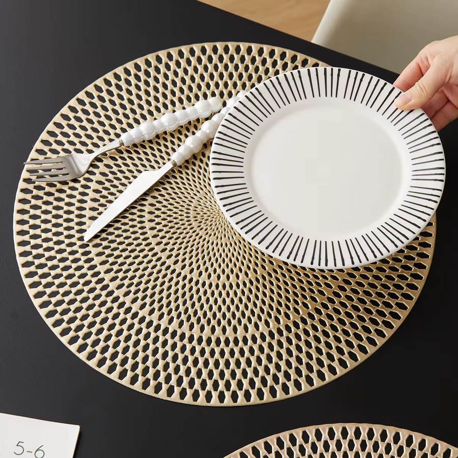Tabletex Tischsets aus Vinyl in Metallic Gold, runde Platzsets für die Tischdekoration, Durchmesser: 38 cm - Bild 2