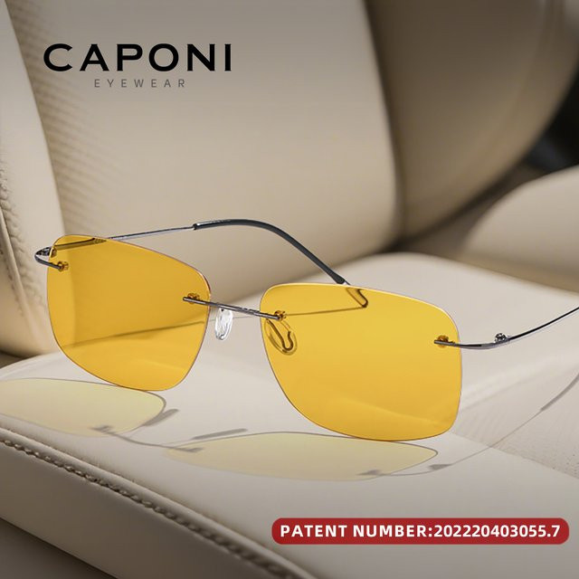 CAPONI Square Sonnenbrille Herren, randlos, Metall, photo chrome - Bild 1