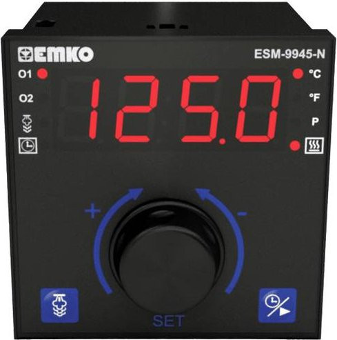 Emko ESM-9945-N Temperaturregler Pt100 Schwarz, 2-Punkt, P, PI, PD, PID, -200 bis +1700°C, Relais 5A, B/T/H: 96 x 96 x 100 mm - Bild 1