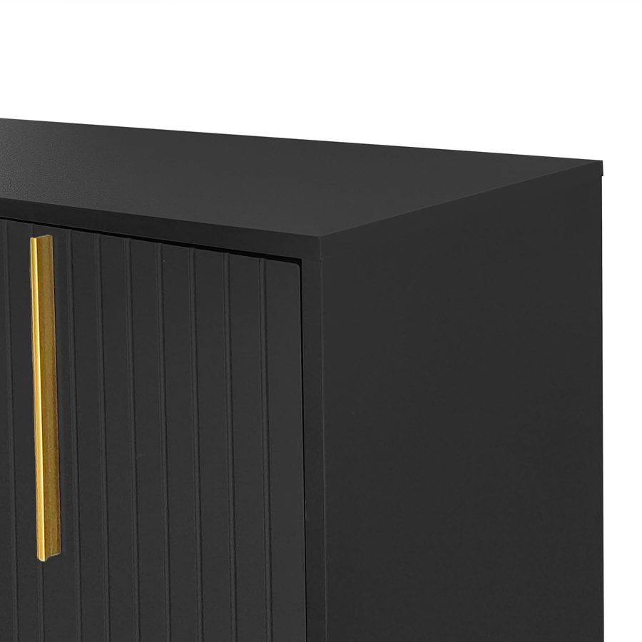 Flieks Sideboard Kommode mit 3 Türen in Schwarz, moderner Buffetschrank mit verstellbaren Ablagen, B/T/H: 138 x 40 x 80,5 cm - Bild 7