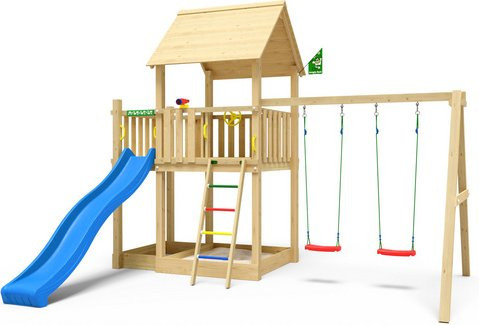 JUNGLE GYM Spielturm Silvi in Blau und Grün, B: 365 cm, T: 443 cm, H: 349 cm - Bild 1