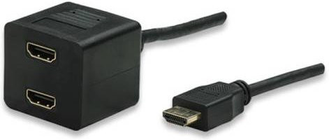 TECHly ICOC-HDMI-F-002 HDMI Adapter mit 1x HDMI-Stecker und 2x HDMI-Buchse, Schwarz, 3,00 m - Bild 1