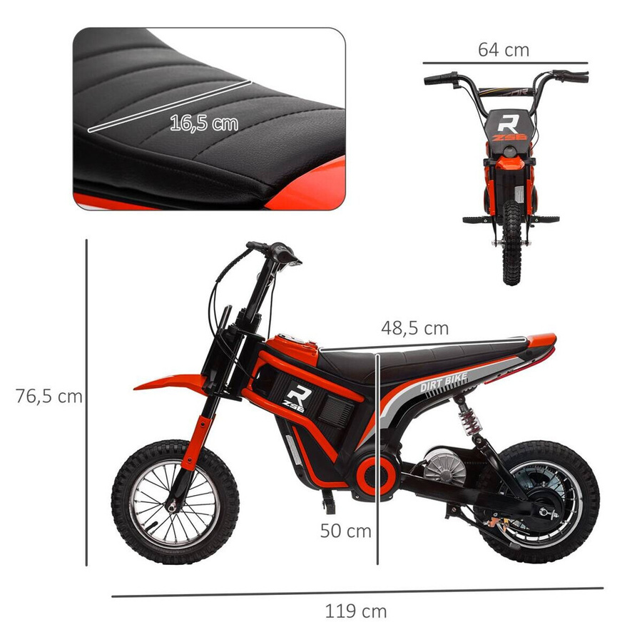 HOMCOM Moto Cross Elektromotorrad mit Musik und Scheinwerfer Rot 8-12 Jahre - Bild 4