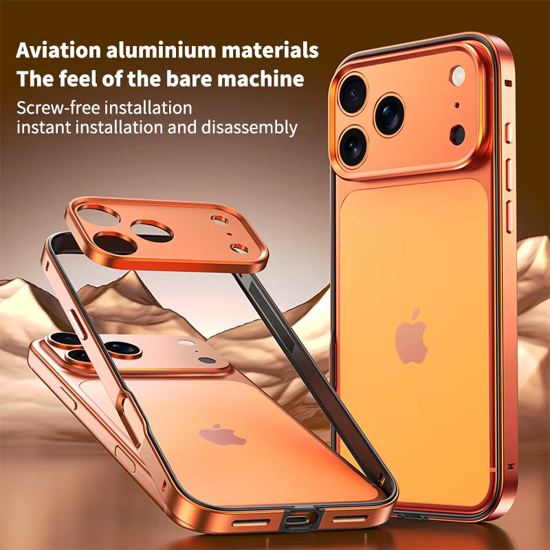 Hybrid Silikon Bumper Handyhülle aus Aluminium und Metall für iPhone 17 Pro Max und 17 Air mit Metalllinsenschutz und stoßfester Abdeckung - Bild 3