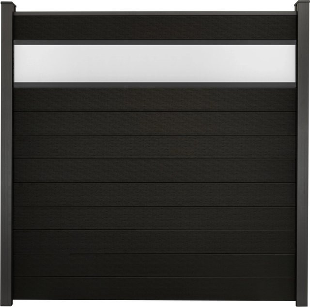 GroJa Steckzaun Designeinsatz aus Polycarbonat in Schwarz, Satiniert, Höhe: 180 cm, Breite: 30 cm - Bild 1
