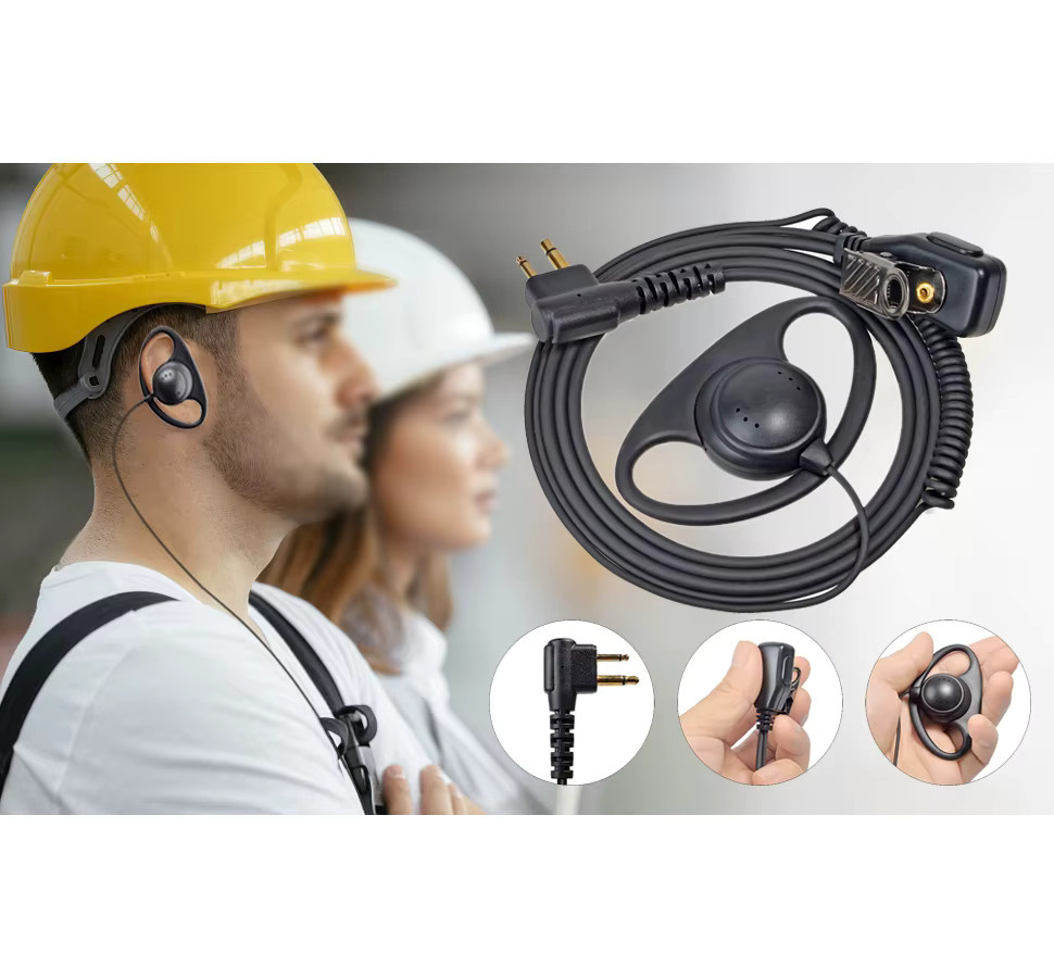 RUNUPTOP D-Ring Funk-Ohrhörer mit PPT-Mikrofon in Schwarz, In-Ear Sicherheits-Headset kompatibel mit Motorola DP1400 CP040 GP88 GP300 Walkie-Talkie - Bild 6