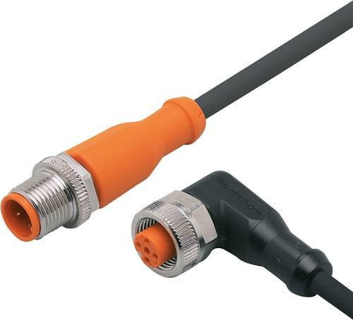 ifm electronic EVC021 Verbindungsleitung orange, Stecker gerade und Buchse gewinkelt, Polzahl 4 oder 5, Länge: 0,6 m - Bild 1