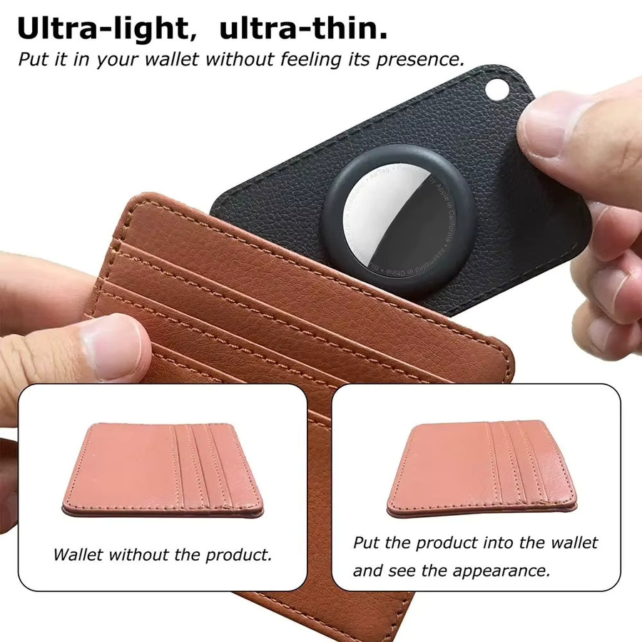 Ultradünner TPU-Schutzkartenhalter für AirTag in Schwarz als Anti-Verlust-Kartenhülle für Geldbörsen, Schlüssel und Reisezubehör - Bild 1