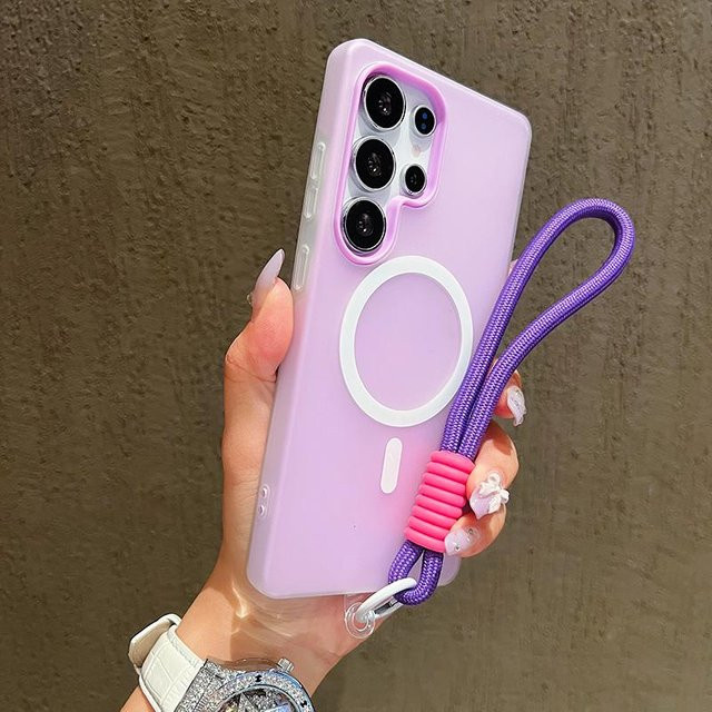 Samsung Galaxy Hülle mit Lanyard und MagSafe Funktion in Matt Violett für Galaxy A56 A36 A26 A16 A06 A07 A55 A35 A25 A15 A05 A54 - Bild 1