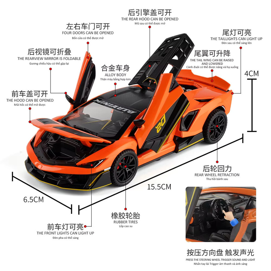 WELLY Fenomeno SuperVeloce SV Hypercar, Modellauto, 1:32, Metall, orange - Bild 2