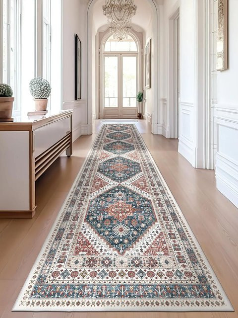 VIKAMA Boho Persischer Flanell-Teppich in Multicolour für Wohnzimmer, Küche oder Flur, B/T: 120 x 40 cm - Bild 1