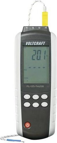 Voltcraft PL-125-T4 Temperatur-Messgerät in Schwarz mit Fühler-Typ K und J für -200 bis +1372°C - Bild 1