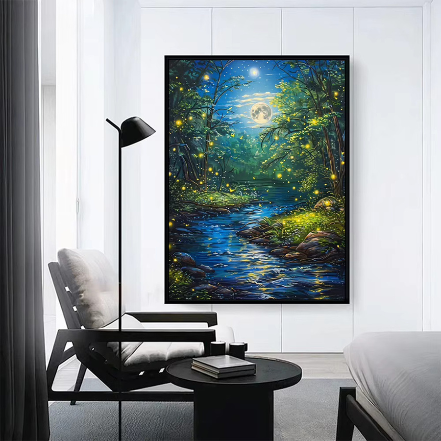 EverShine DIY 5D Diamant-Stickerei Flusslandschaft mit Mond und Bäumen, Mosaik-Malerei-Set in Multicolour, B/H: 30 x 20 cm - Bild 3