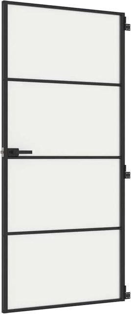 vidaXL Innentür modern in Schwarz aus Hartglas und Aluminium, B/H: 93 x 201,5 cm - Bild 1