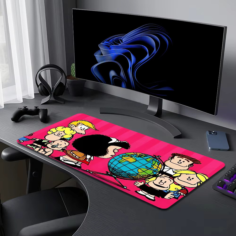Großes Mousepad Mafalda Cartoon Design rutschfest und verdickt für Büro, Gaming und Studium, Mehrfarbig - Bild 2