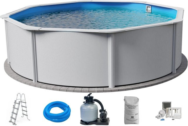Waterman Planet Pool Stahlwandpool Set 7-teilig Rund in Weiß und Blau, Durchmesser: 550 cm, Höhe: 120 cm - Bild 1
