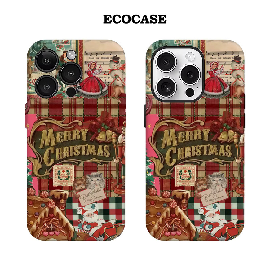Vintage Weihnachten Handyhülle für Apple iPhone 17 16 15 14 13 12 11 Pro Max Plus mit doppelschichtiger Rückseite in Multicolour - Bild 2