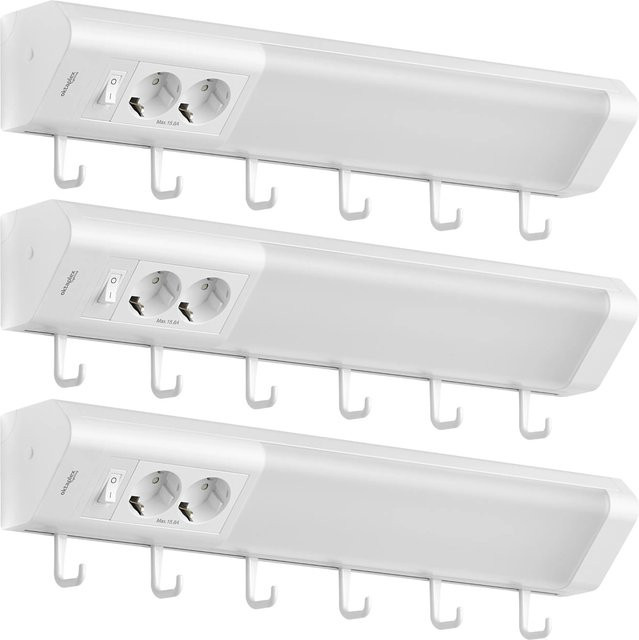 Oktaplex Talin 3er Set LED Unterbauleuchten in Weiß mit Steckdose, Warmweiß 3000K, Breite: 50 cm - Bild 1