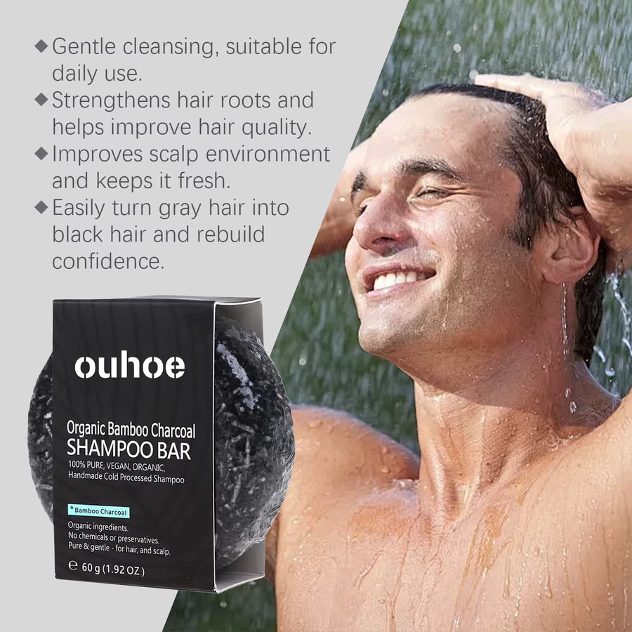 OUHOE Bambuskohle Shampoo-Seife, 60 g, Unisex - Bild 3