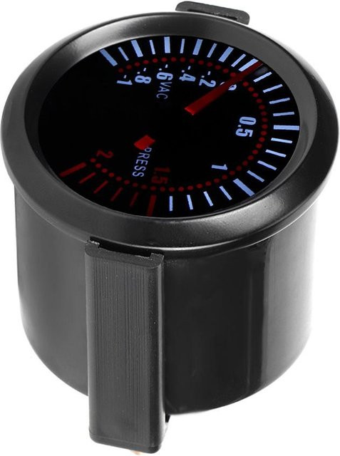 Koogeelife Turbo Manometer mit Warnfunktion, 12V Universal Instrument, Schwarz, Durchmesser: 52 mm - Bild 1