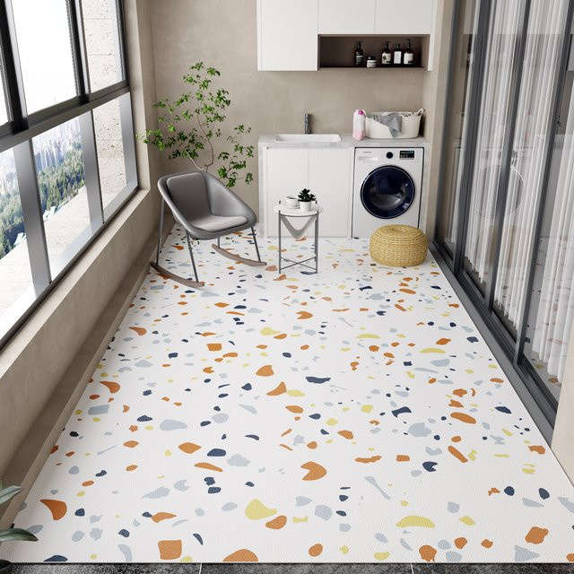 Lain Diego Balkon-Bodenmatte aus PVC-Leder in Mosaik-Optik, wasserdichter und rutschfester Outdoor-Teppich für Küche und Balkon, Mehrfarbig - Bild 1