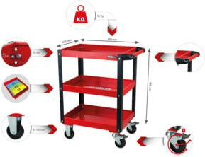 KS Tools ECOline Werkstatt-Servicewagen aus Stahl in Rot, H: 85,0 cm, B: 68,0 cm, T: 42,5 cm - Bild 1