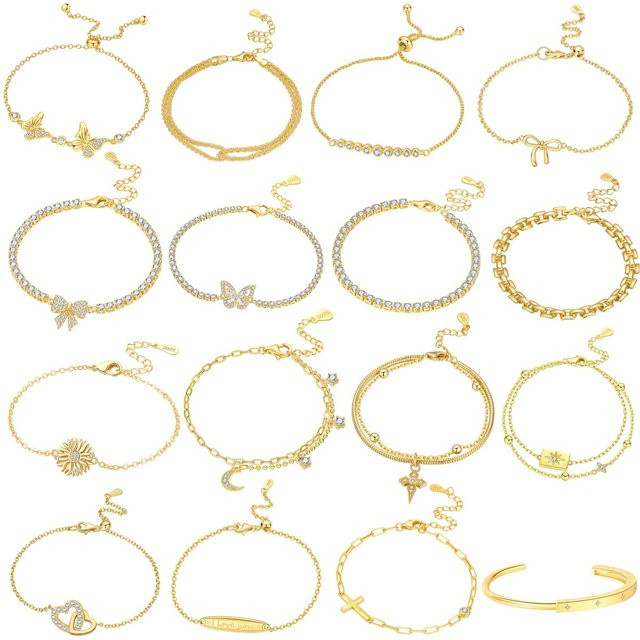 MISEFF Armbandkette 925 Silber, vergoldet, Zirkonia - Bild 1