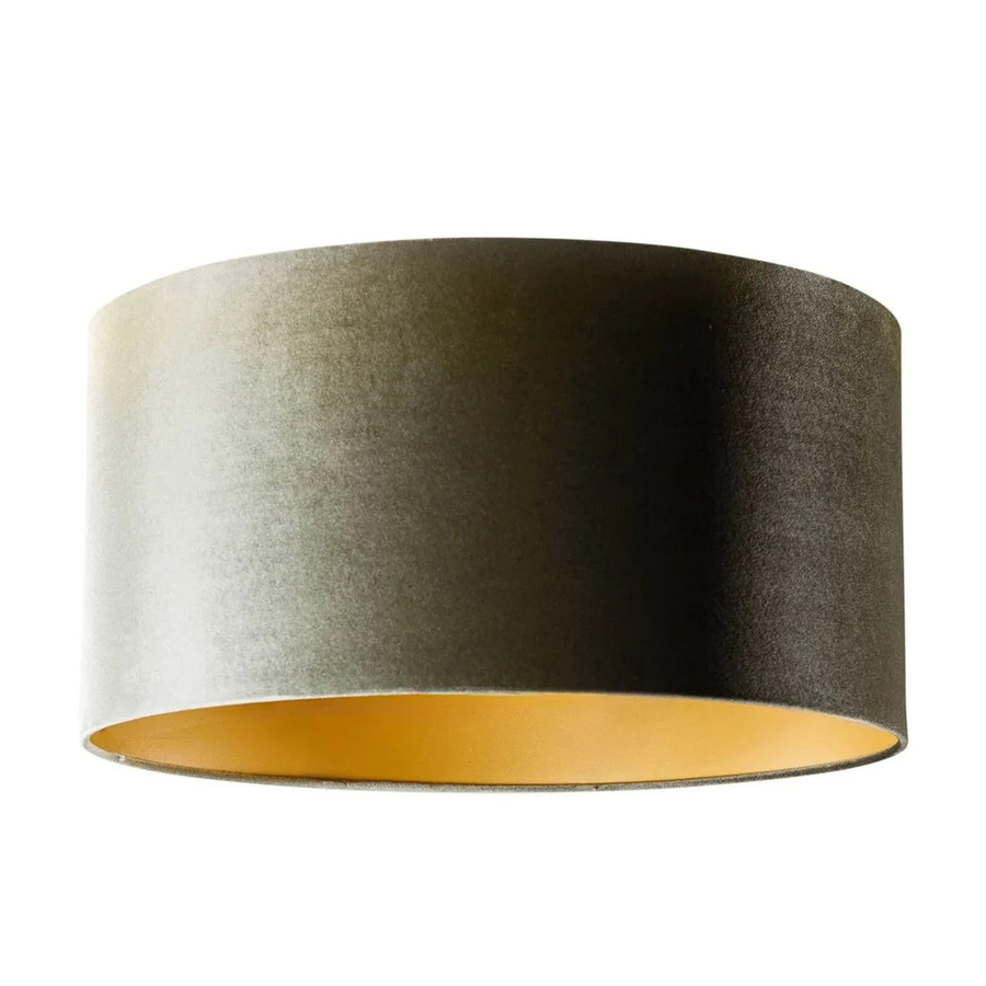 QAZQA Samtlampenschirm Grün mit goldener Innenseite, rund, Durchmesser: 50 cm, Höhe: 25 cm, Fassung E27 - Bild 2
